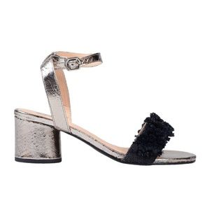 Gioseppo metallic and black Italian leather sandals 10.5 US / Euro 41